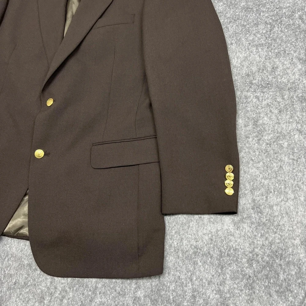 Wimbledon Of England Blazer Mens 40L Brown Wool Blend Gold Button Dillards READ